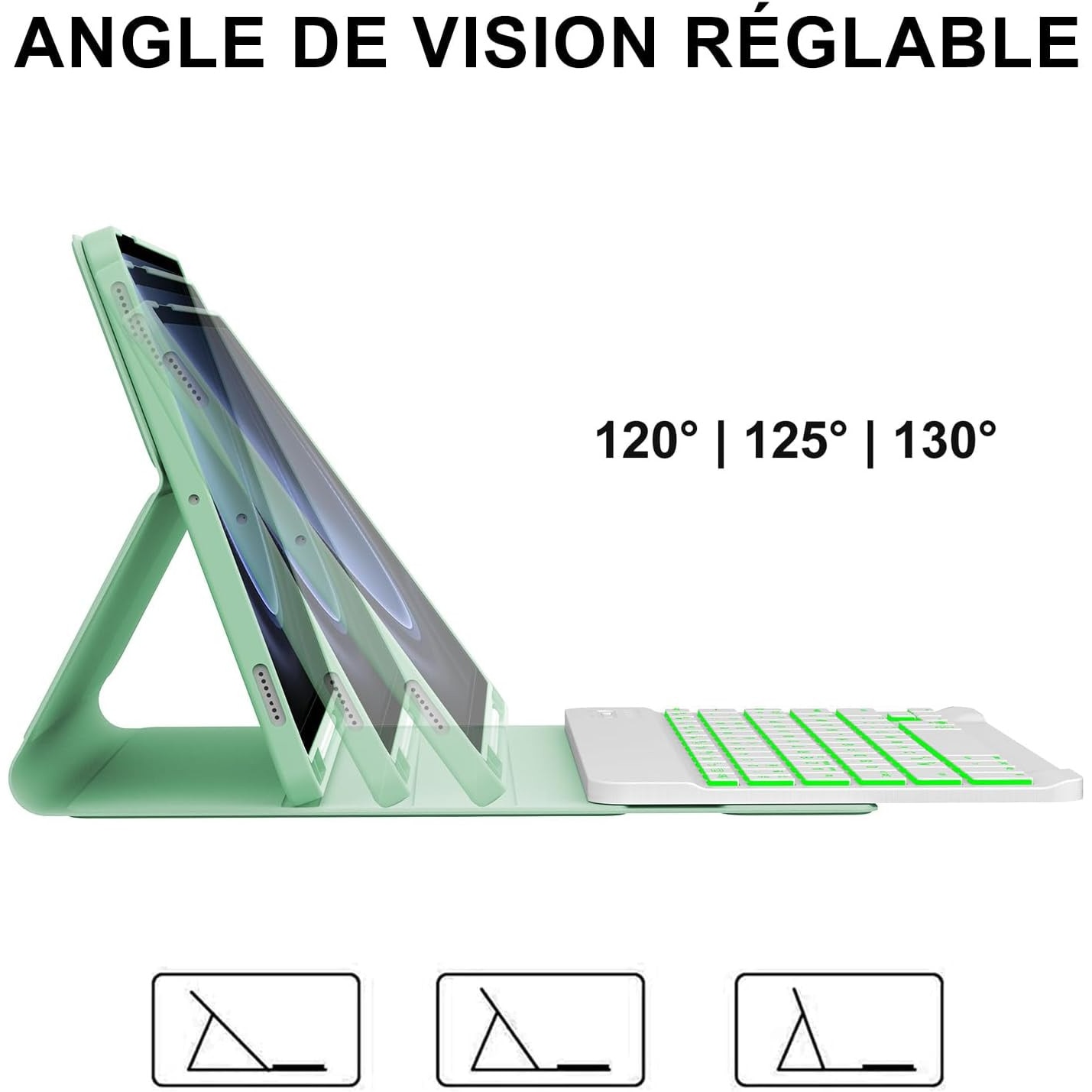 Husă cu tastatură iluminată pentru Samsung Tab S9 FE, verde deschis, 10.9 inch, set