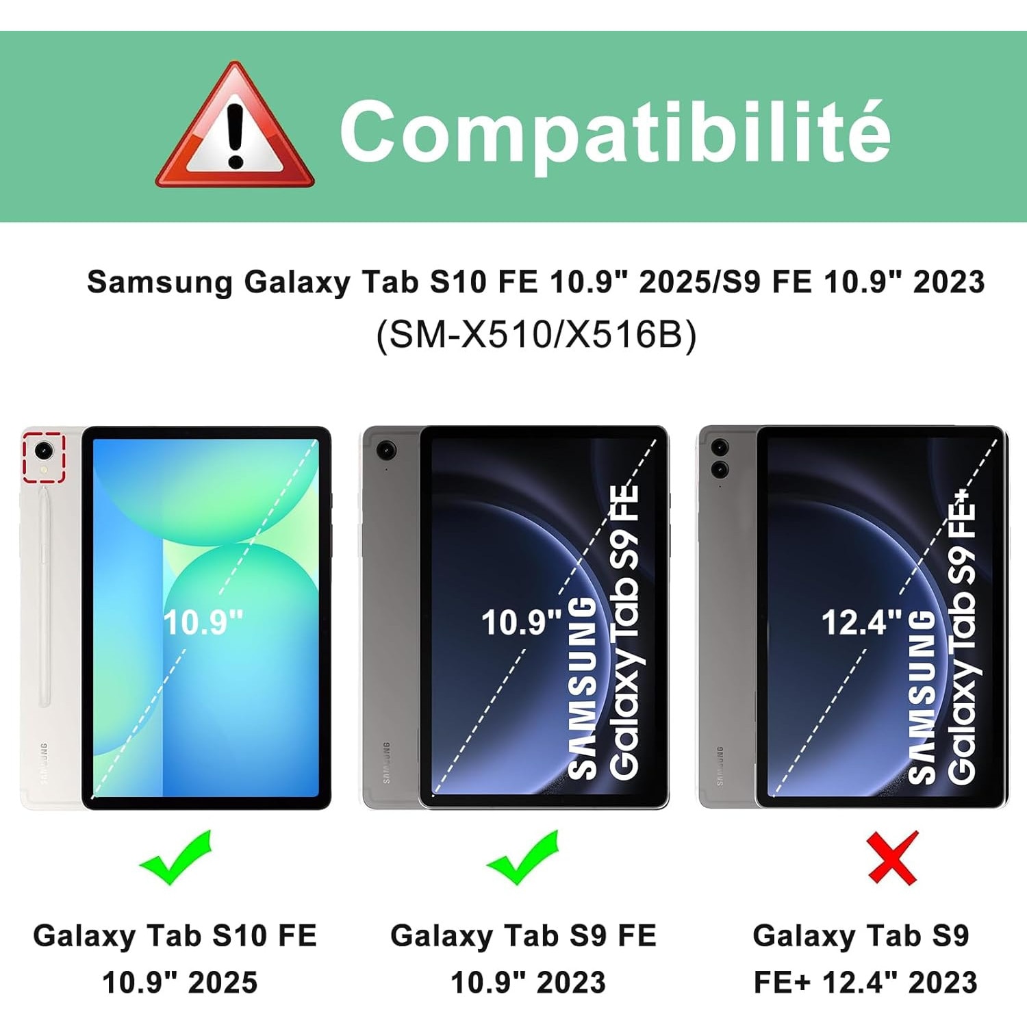 Husă cu tastatură iluminată pentru Samsung Tab S9 FE, verde deschis, 10.9 inch, set