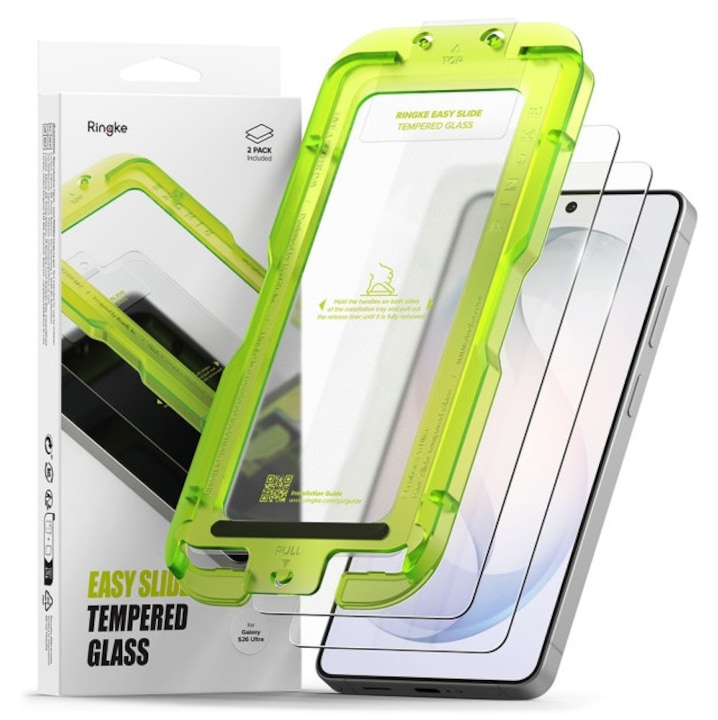 Set 2 x Folie Sticla Ringke Compatibila Cu Samsung Galaxy S26 ULTRA, Montaj Usor Cu Aplicator, Transparenta