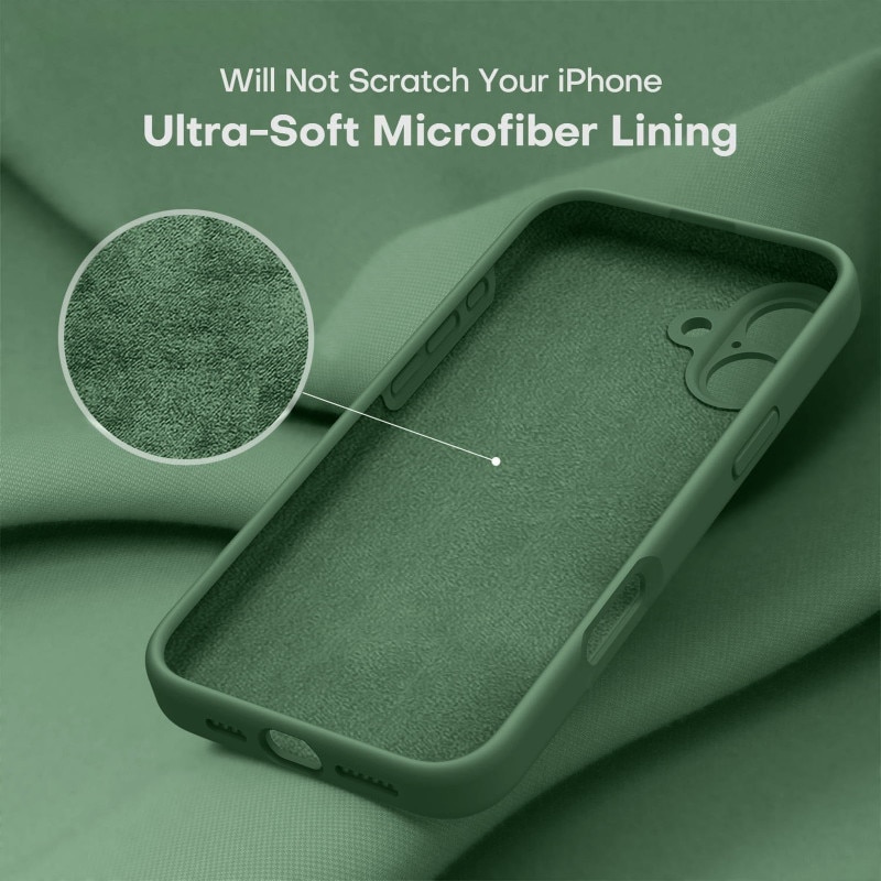 Husa compatibila cu Apple Iphone 16, Silicon Cover, Interior Microfibra, Protectie Camere, Verde Neon, Atlas