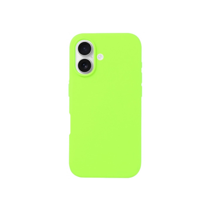 Husa compatibila cu Apple Iphone 16, Silicon Cover, Interior Microfibra, Protectie Camere, Verde Neon, Atlas