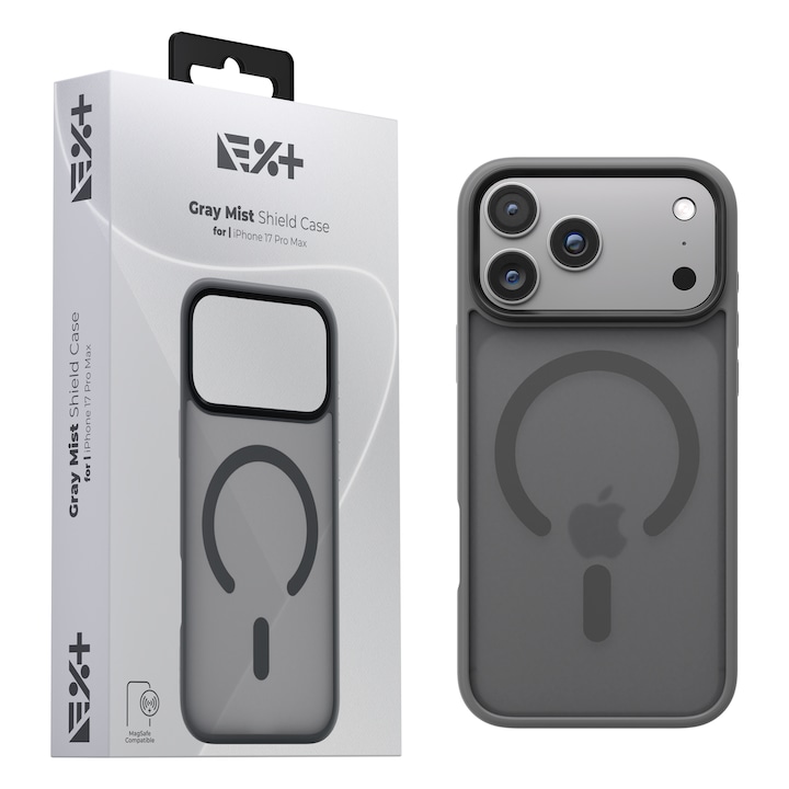 Husa de protectie NOA Mist Shield, compatibila Magsafe, pentru Iphone 17 Pro Max, Gri