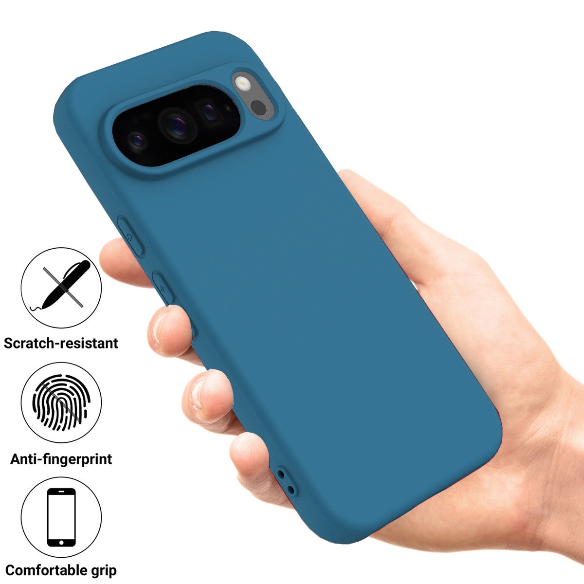 Carcasa pentru Google Pixel 10/ Pixel 10 PRO, Bumper din Cauciuc Lichid Siliconic, Cuseta, Ultra Subtire, Rezistenta la Socuri, Protectoare Antizgarieturi - Albastru Inchis