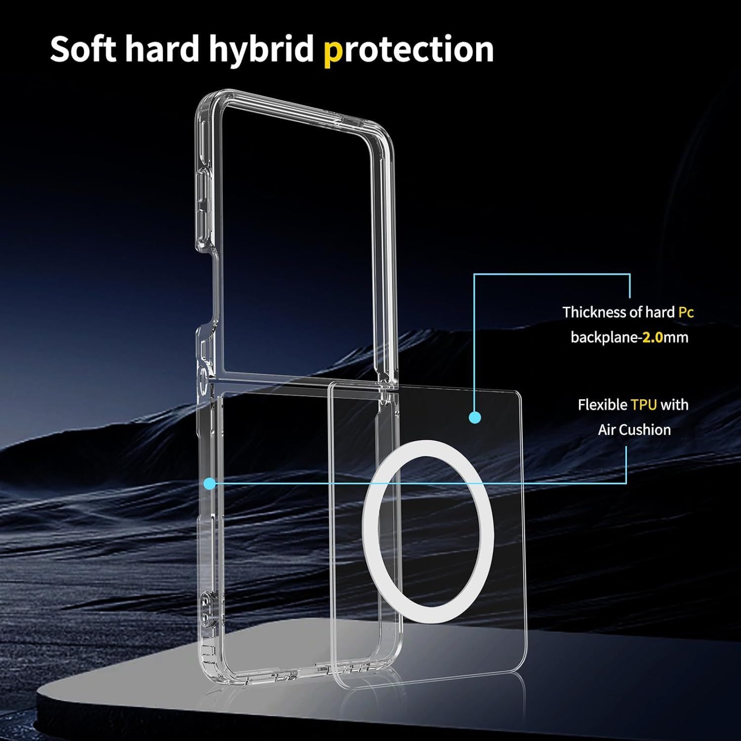 Husa telefon compatibila cu Samsung Galaxy Z Flip7, Protectie Colturi, MagSafe, Transparent