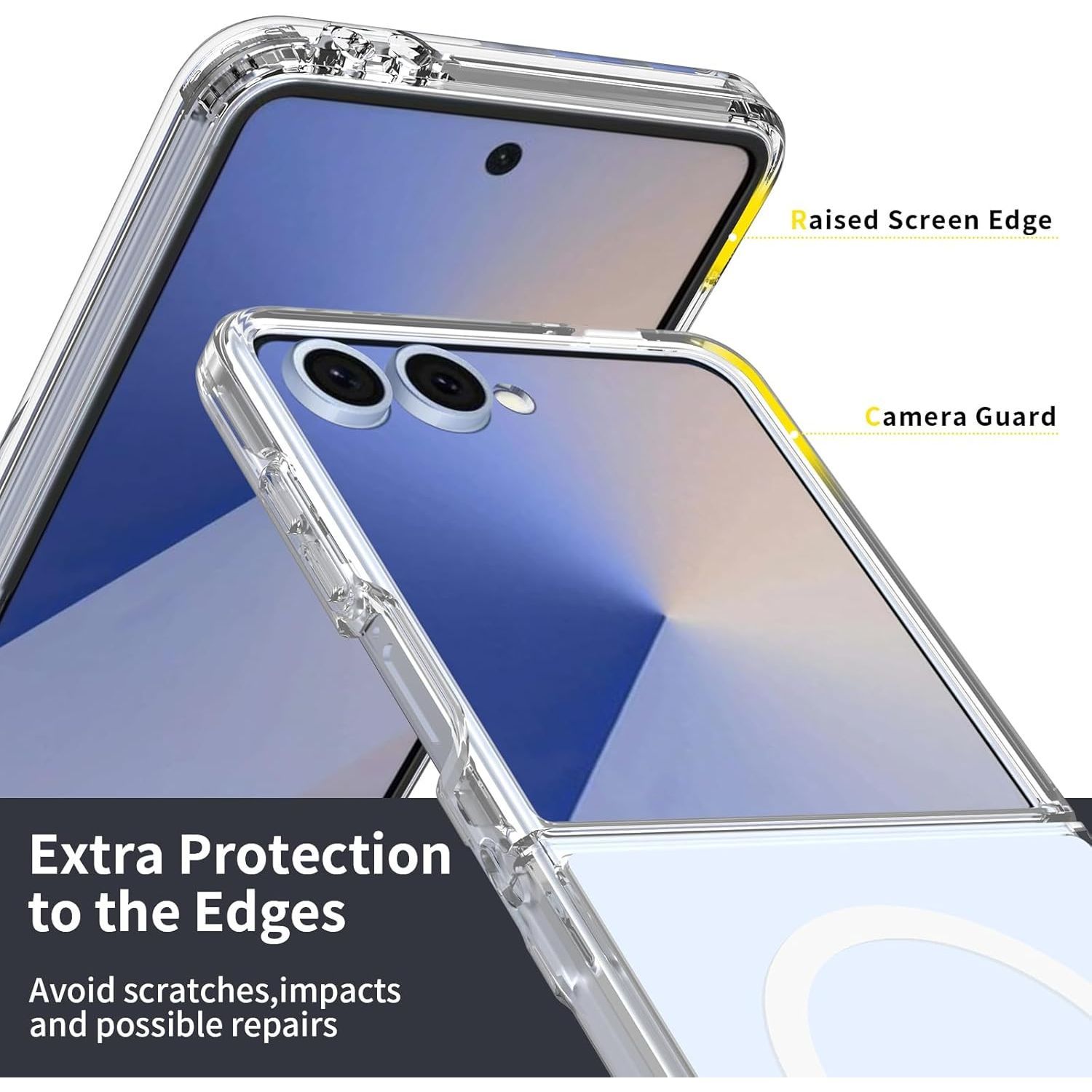 Husa telefon compatibila cu Samsung Galaxy Z Flip7, Protectie Colturi, MagSafe, Transparent