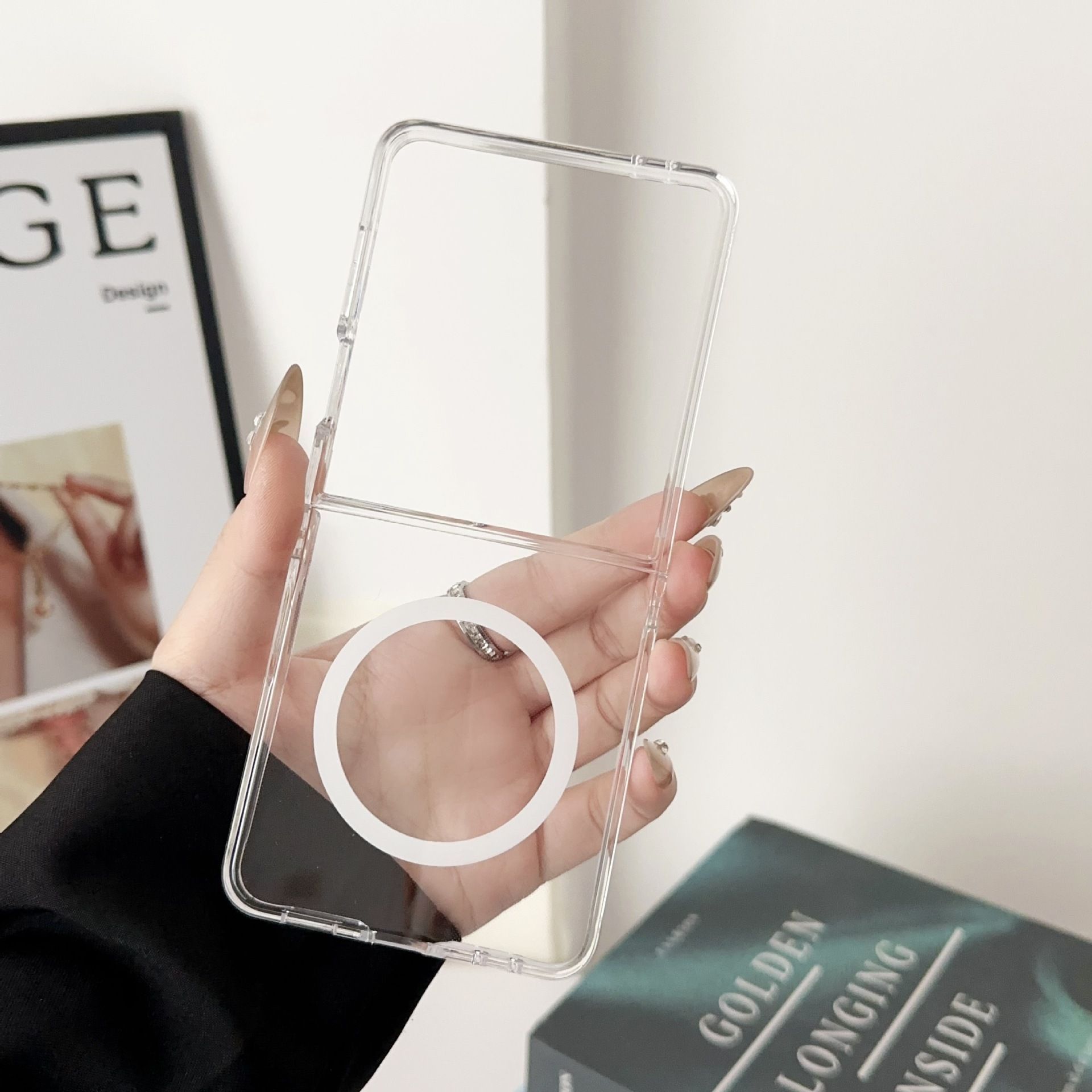 Husa telefon compatibila cu Samsung Galaxy Z Flip7, Protectie Colturi, MagSafe, Transparent