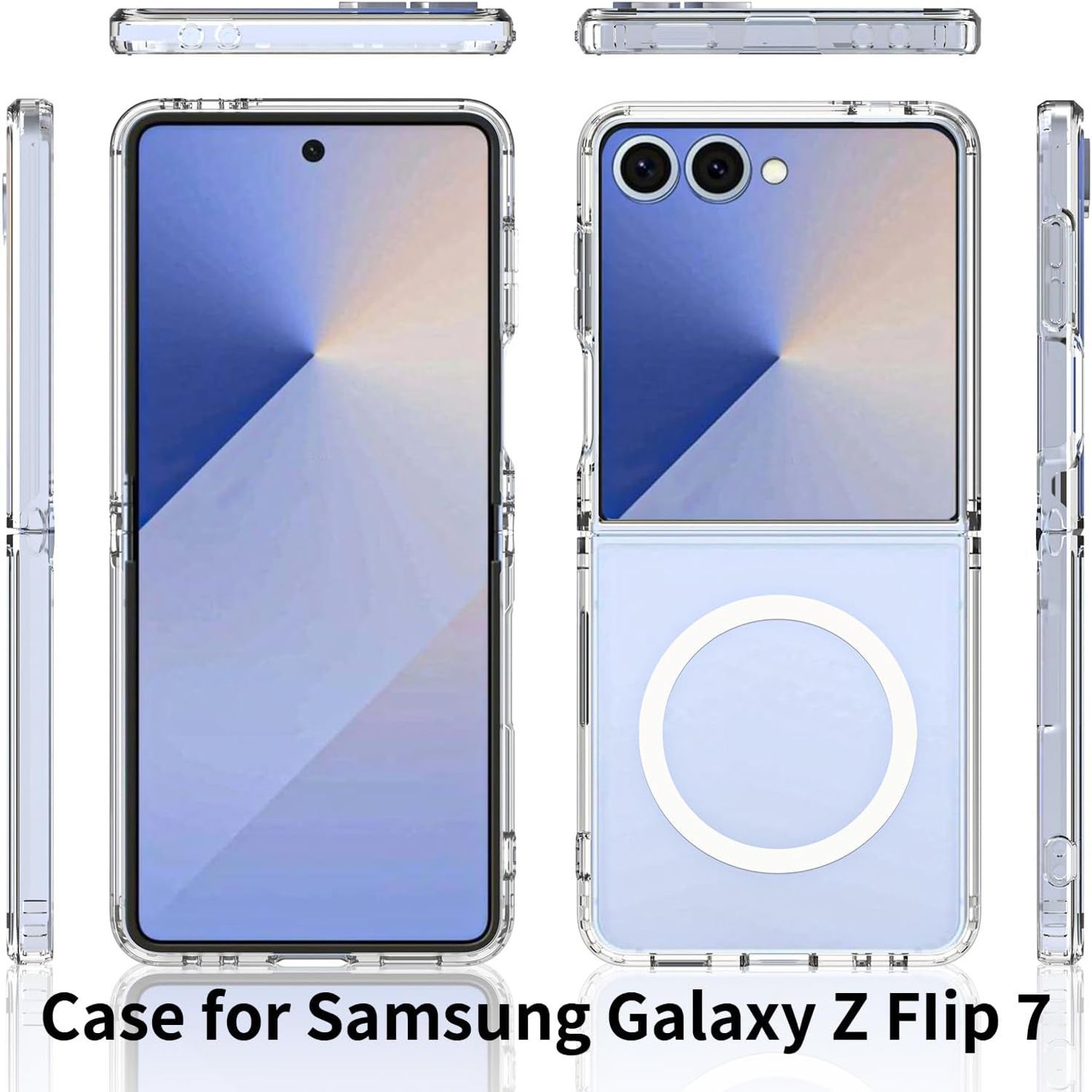 Husa telefon compatibila cu Samsung Galaxy Z Flip7, Protectie Colturi, MagSafe, Transparent