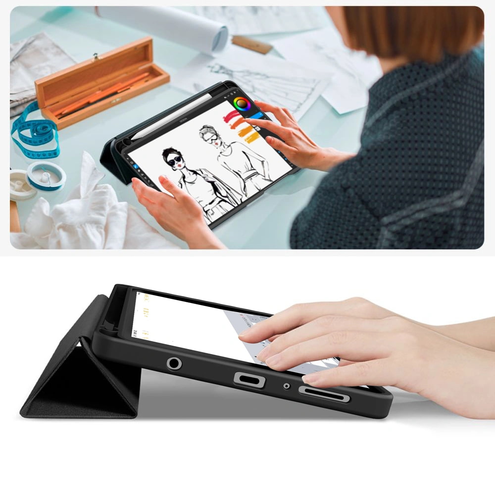 Husa pentru Samsung Galaxy Tab A11 8.7 inch Soft Shell Light & Slim cu functie stand si compartiment pentru stylus, tip stand - mov