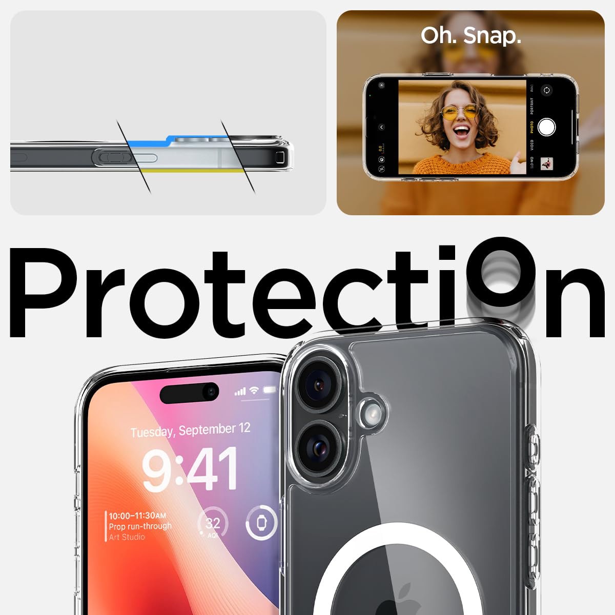 Husa magnetica pentru MagSafe, Compatibil iPhone 16 plus, impermeabil, Antizgarieturi, Anticadere, Anti-coliziune pe patru laturi si absorbtie a socurilor, Grosime 1,5 mm, Transparent
