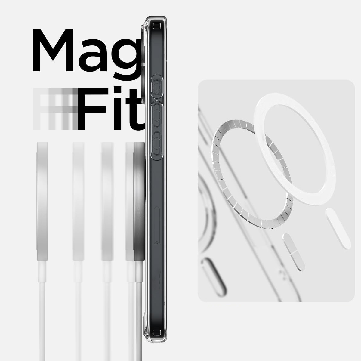 Husa magnetica pentru MagSafe, Compatibil iPhone 16 plus, impermeabil, Antizgarieturi, Anticadere, Anti-coliziune pe patru laturi si absorbtie a socurilor, Grosime 1,5 mm, Transparent