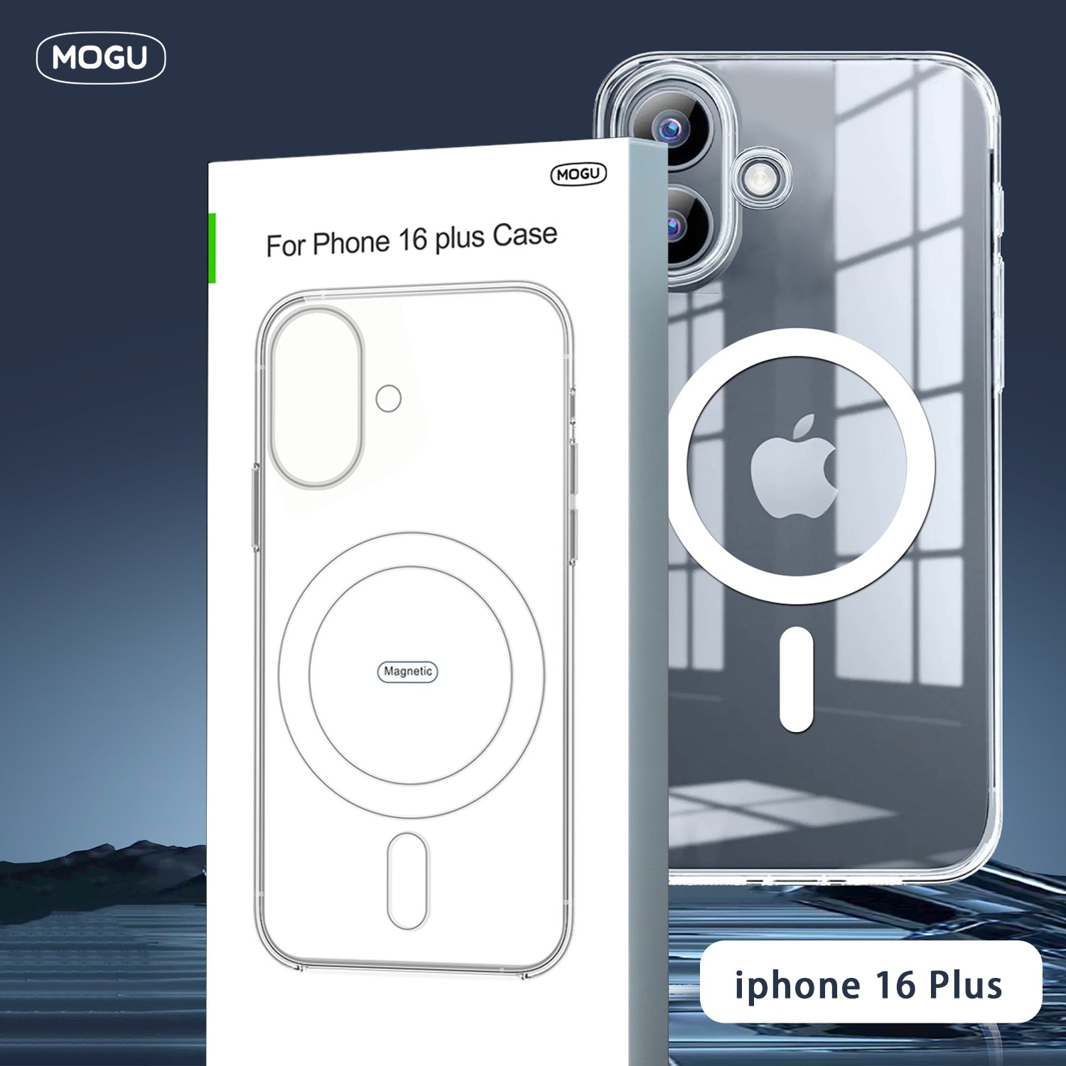 Husa magnetica pentru MagSafe, Compatibil iPhone 16 plus, impermeabil, Antizgarieturi, Anticadere, Anti-coliziune pe patru laturi si absorbtie a socurilor, Grosime 1,5 mm, Transparent