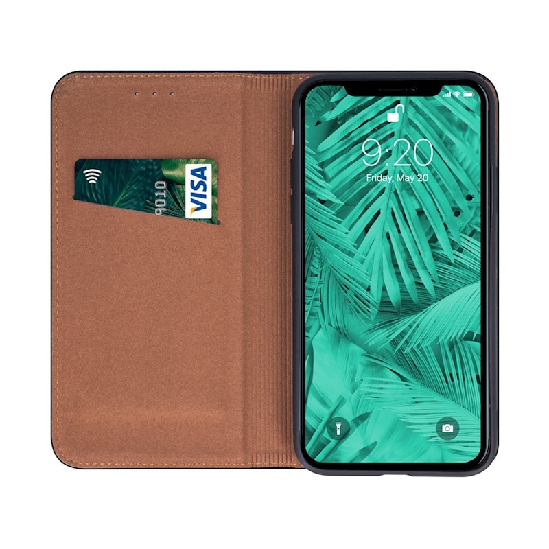 Husa pentru Apple iPhone Air, Genuine Leather Smart Pro, AntiShock, Inchidere Magnetica, Portofel carduri, Functie suport, Neagra