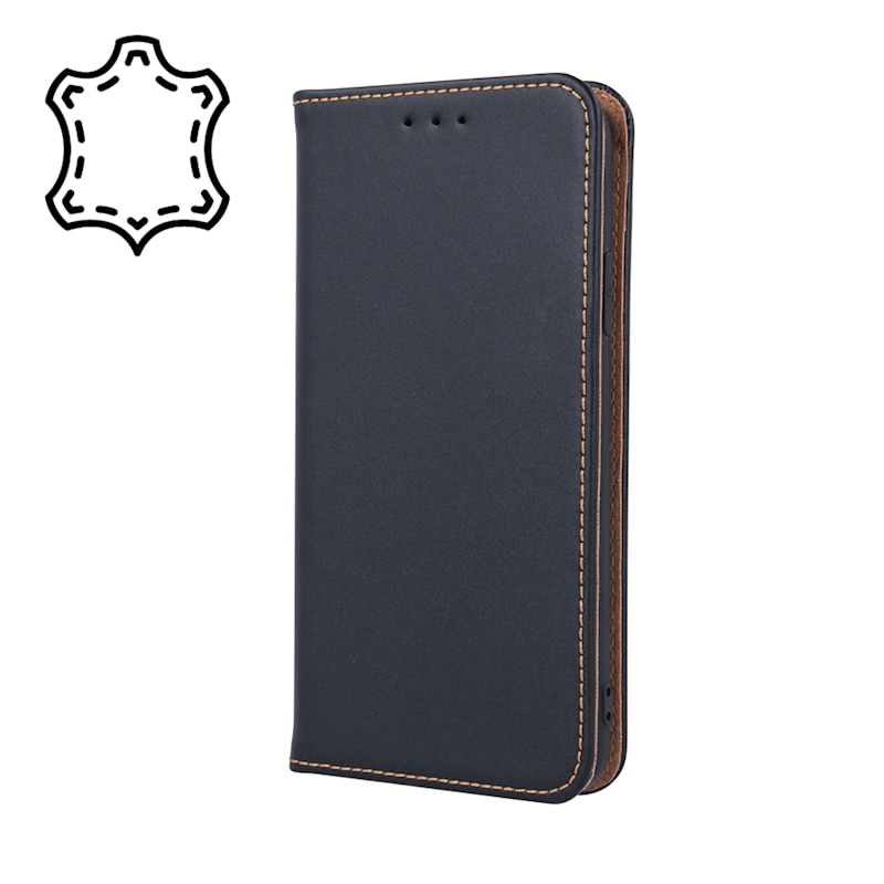 Husa pentru Apple iPhone Air, Genuine Leather Smart Pro, AntiShock, Inchidere Magnetica, Portofel carduri, Functie suport, Neagra