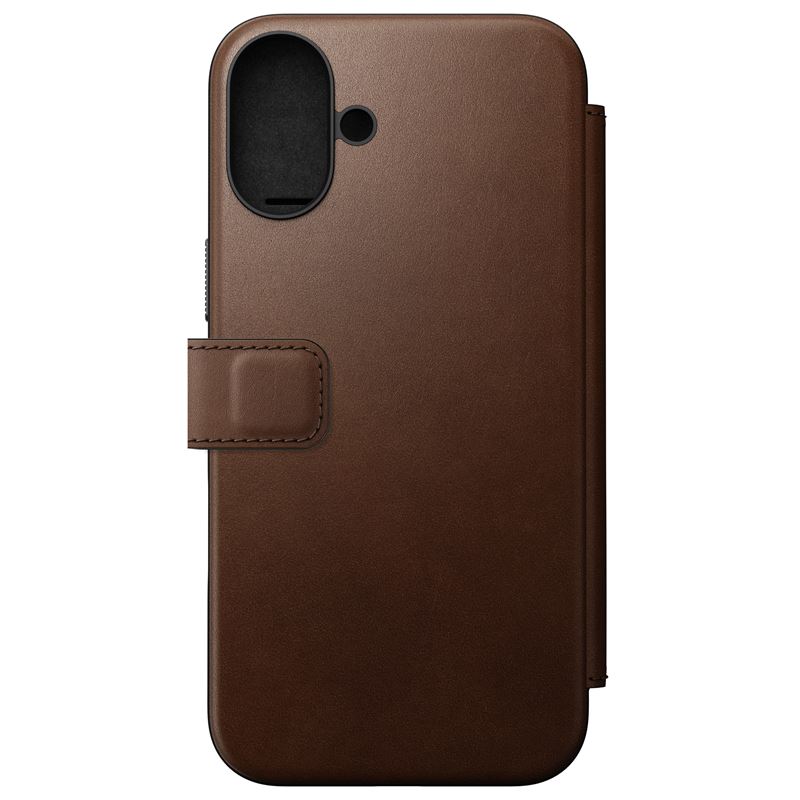 Husa din piele naturala NOMAD Leather Folio MagSafe compatibila cu iPhone 16 Plus Brown