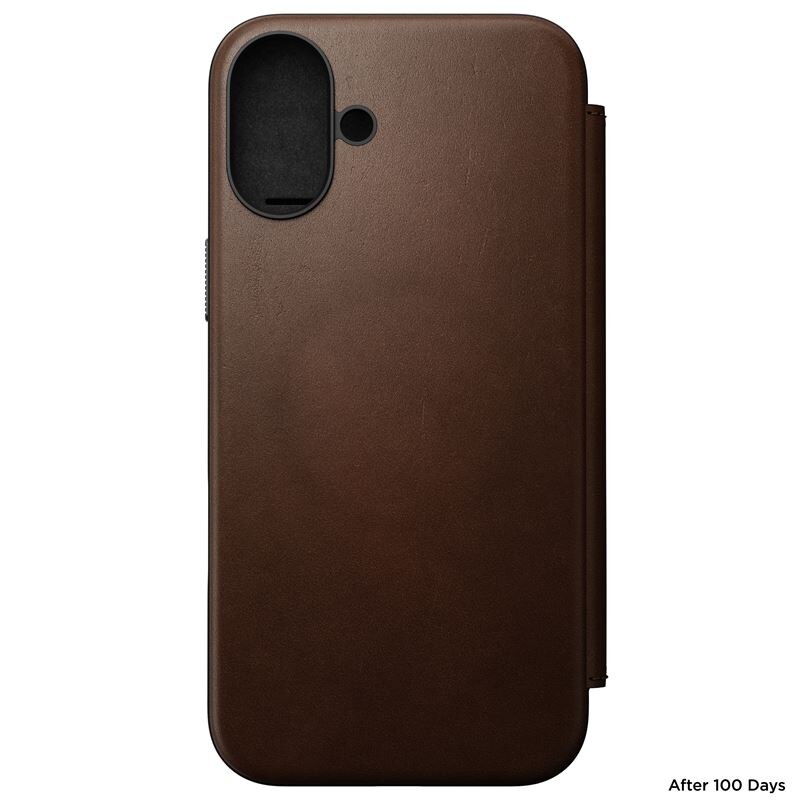 Husa din piele naturala NOMAD Leather Folio MagSafe compatibila cu iPhone 16 Plus Brown