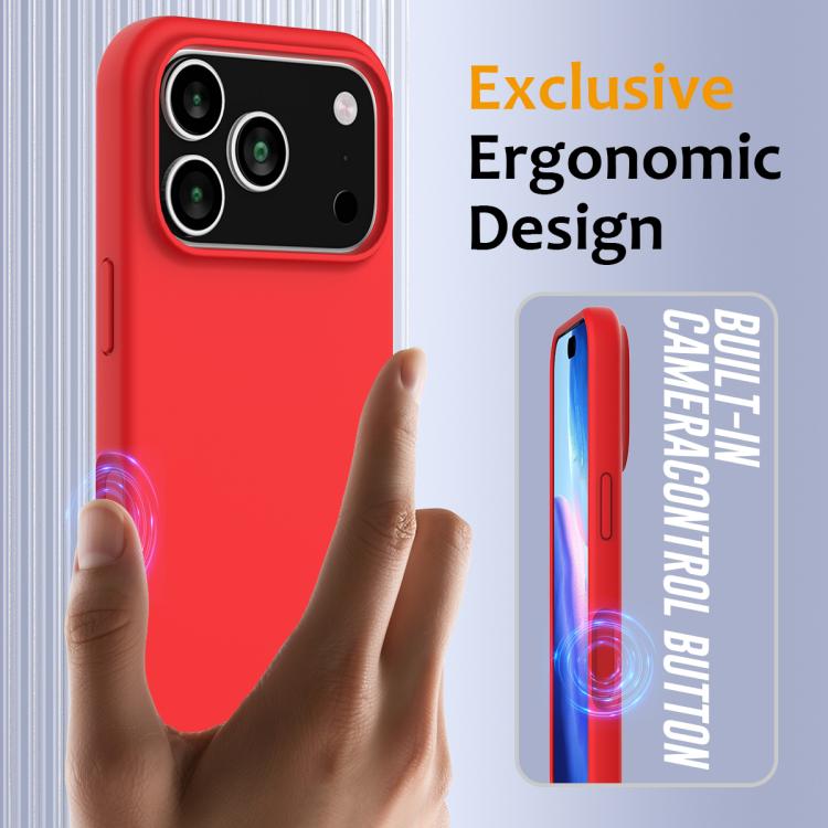 Husa pentru Apple iPhone 17 Pro, Silicon Premium Catifelat, Protectie Camere, Camere acoperite, Microfibra In Interior, Rosu
