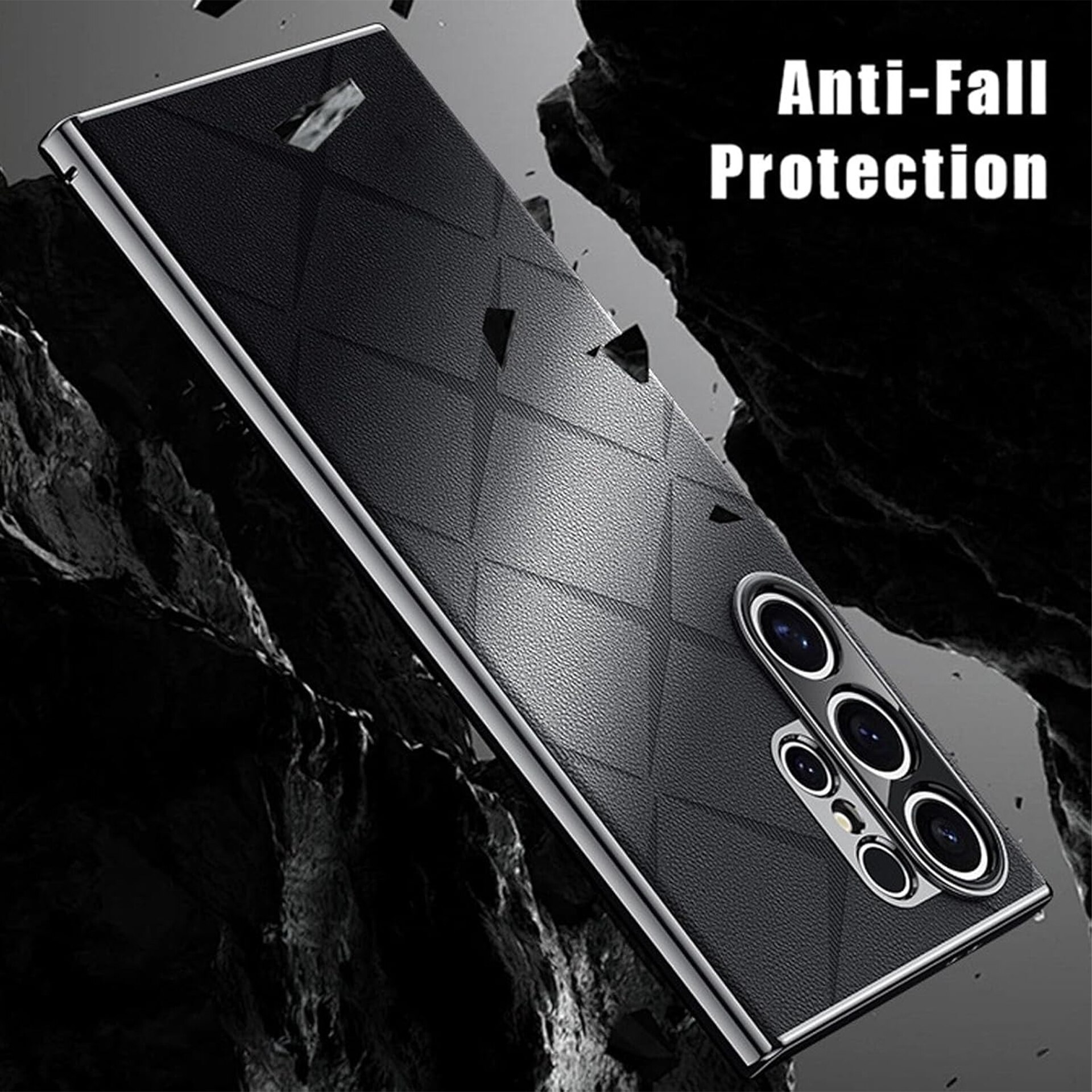 Carcasa pentru telefon, TREXORA, design de afaceri, textura diamant, rezistent la socuri, negru, pentru Galaxy S25 Ultra