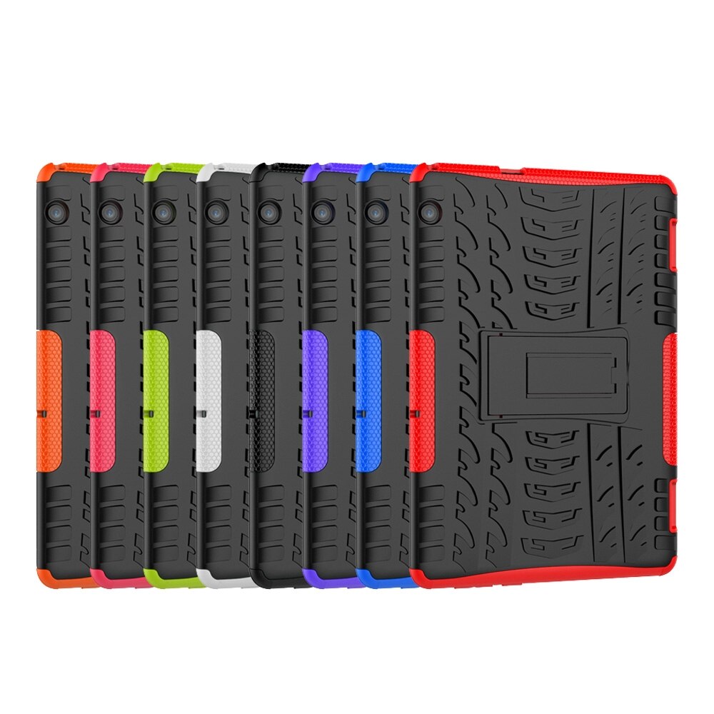 Husa tableta pentru Huawei MediaPad T5, material TPU + PC textura anvelope, protectie anti-soc, cu suport, alb