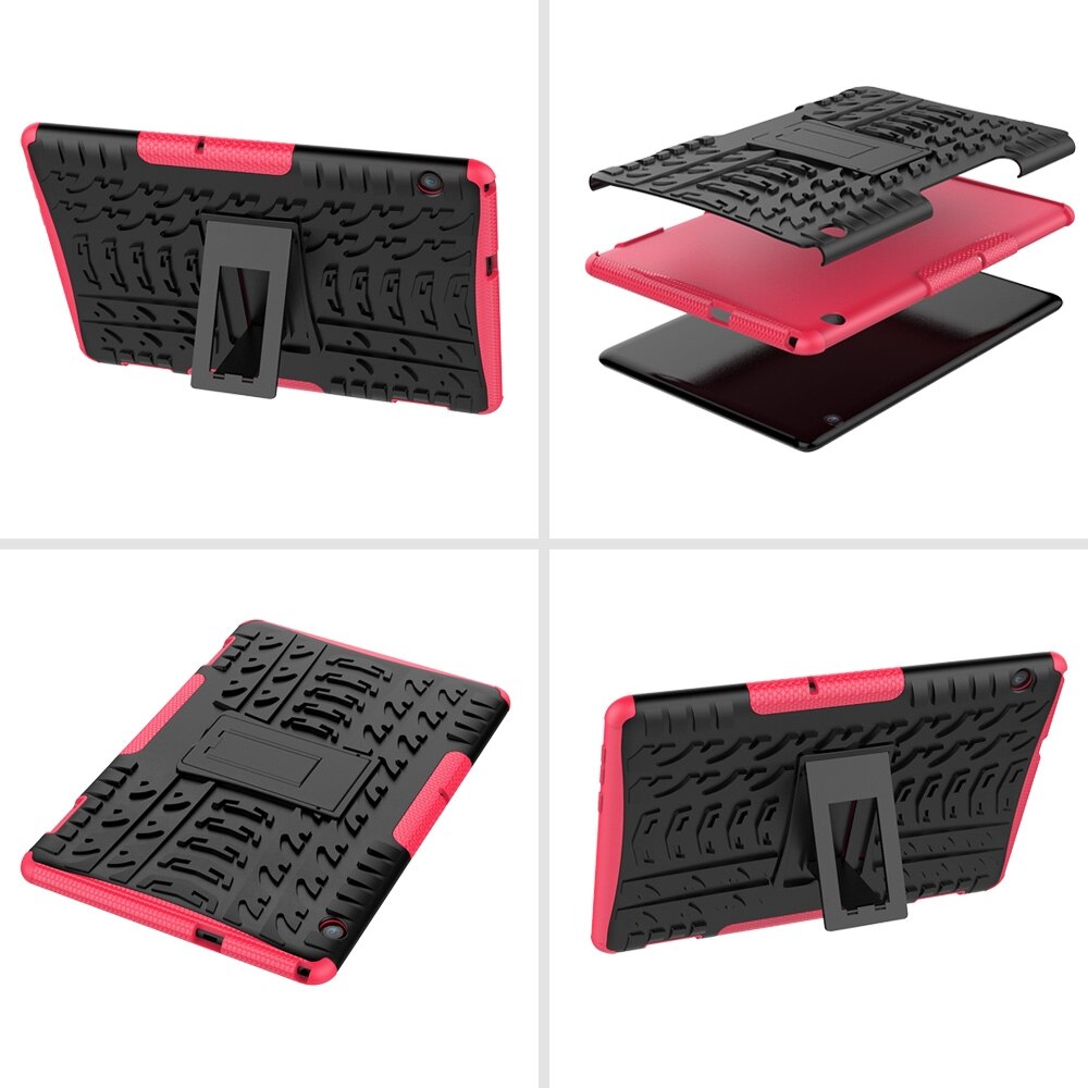Husa tableta pentru Huawei MediaPad T5, material TPU + PC textura anvelope, protectie anti-soc, cu suport, alb