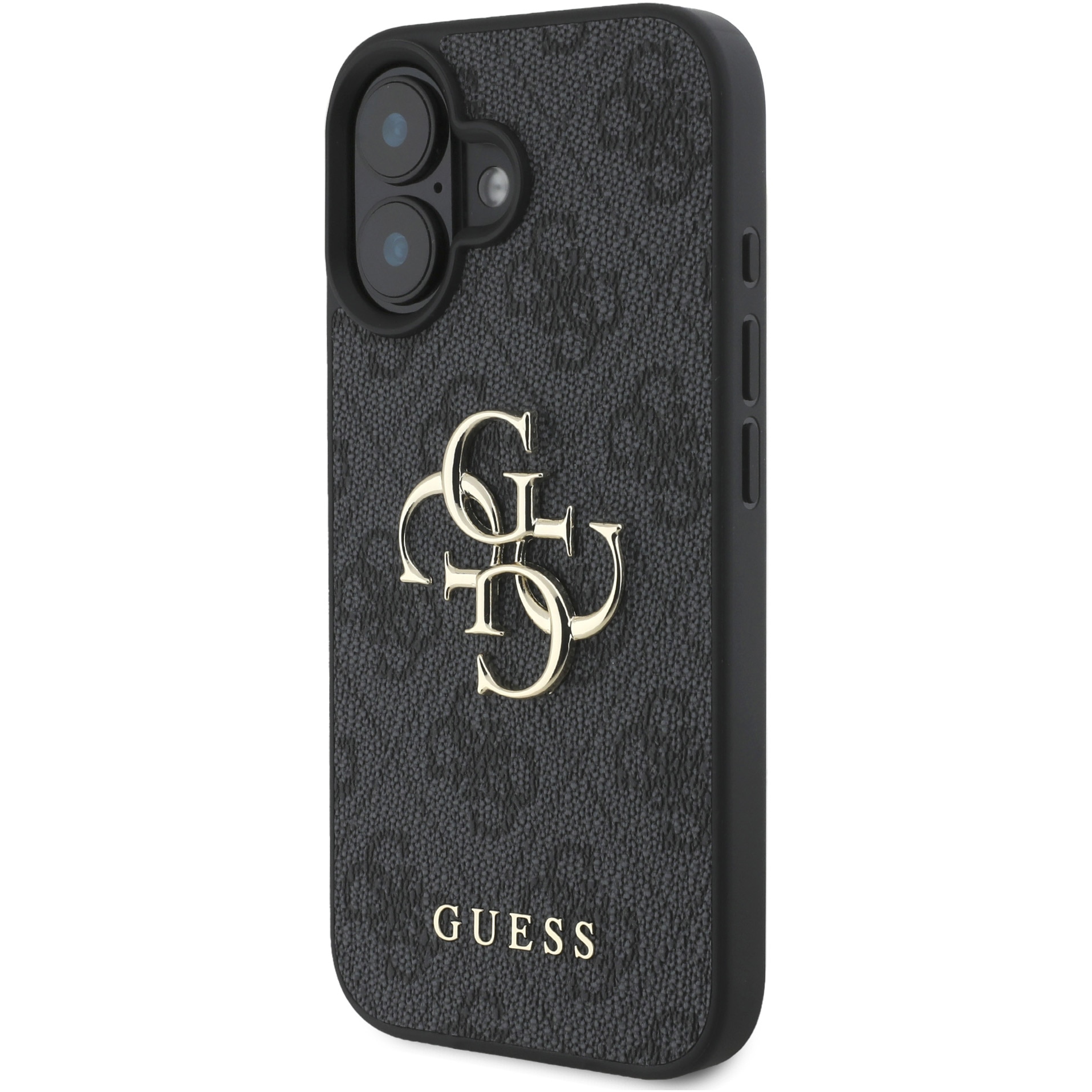 Husa de protectie Guess PU 4G Metal Logo pentru iPhone 16, Gri