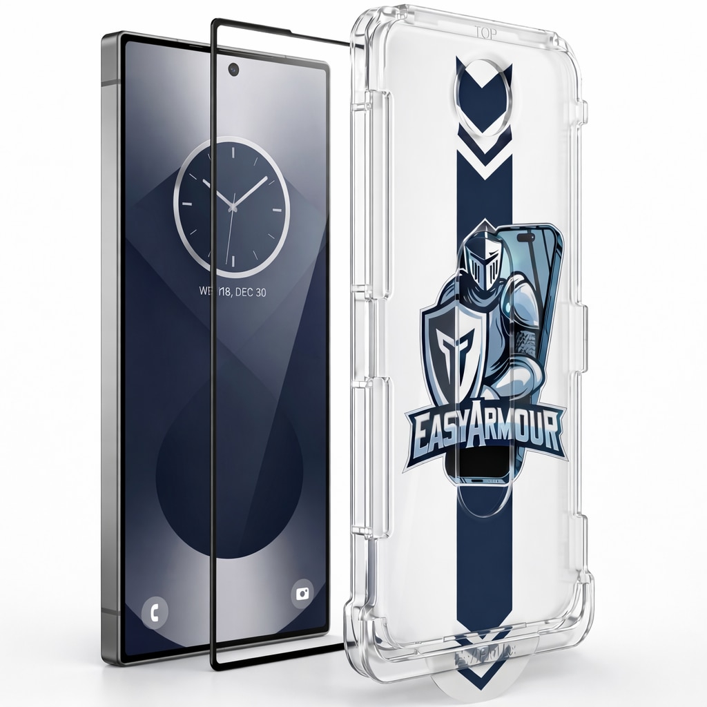 Set 2 Folii Sticla EasyArmour cu Aplicator pentru Samsung Galaxy S23 Plus / 22 Plus, Instalare Usoara Fara Experienta, Margini Negre 3D, Full Glue, Sticla Securizata 9H, Protectie Ecran Anti-Soc, Kit Montaj Inclus, Fara Bule