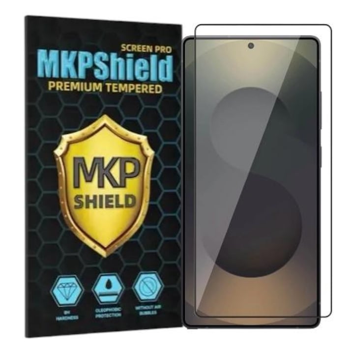 Folie Protectie Sticla securizata Mkpshield, compatibila Samsung Galaxy S25 Ultra, Full Glue, Ultra HD, Margini Negre