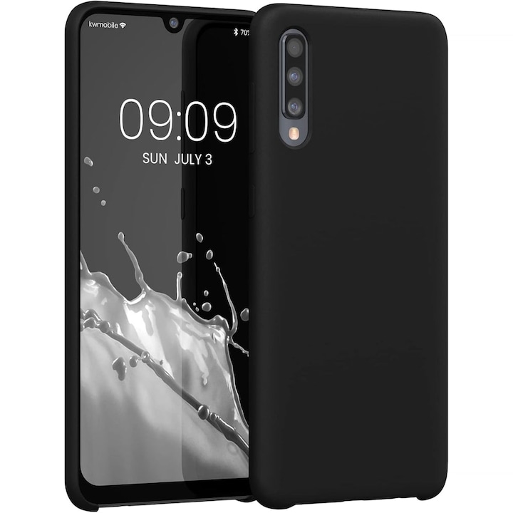 Husa CASEY STUDIOS™ compatibila cu Samsung Galaxy A50, Soft Silicone Premium, Microfibra in Interior, de Protectie, Ultra Slim, pentru Incarcare Wireless, Margini Ridicate pentru Protectia Ecranului si a Camerelor, Negru