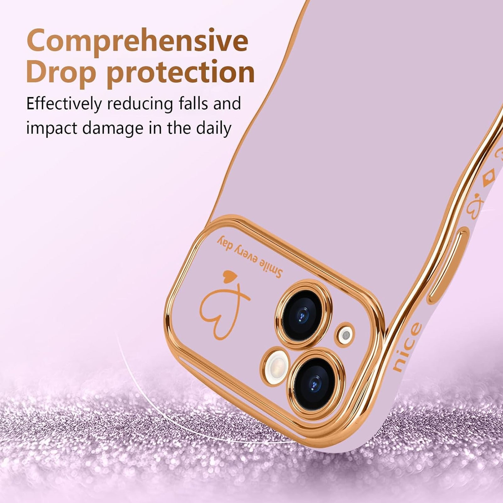 Husa telefon compatibila iPhone 15Promax, Hggzeg, Husa protectie, Cadru ondulat, Cu model de inima de dragoste, Decupaje Precise, Protectie Camera, Anti alunecare, Rezistent la cadere, Antisoc, Usor de instalat, TPU, Albastru