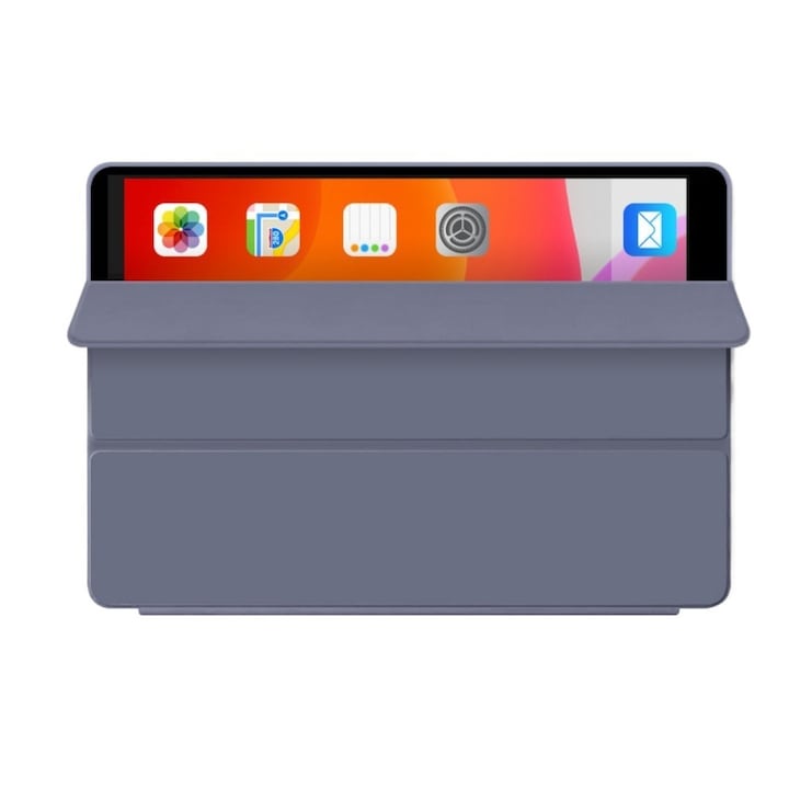 Husa tableta din silicon, Tip Carte pentru Apple iPad 10 10.9'', Protectie Completa, Close To Sleep, Top Quality, Soft Touch, All inclusive anti cadere, functie de suport, disipare a caldurii fagure de miere, incizie precisa, gri lavanda