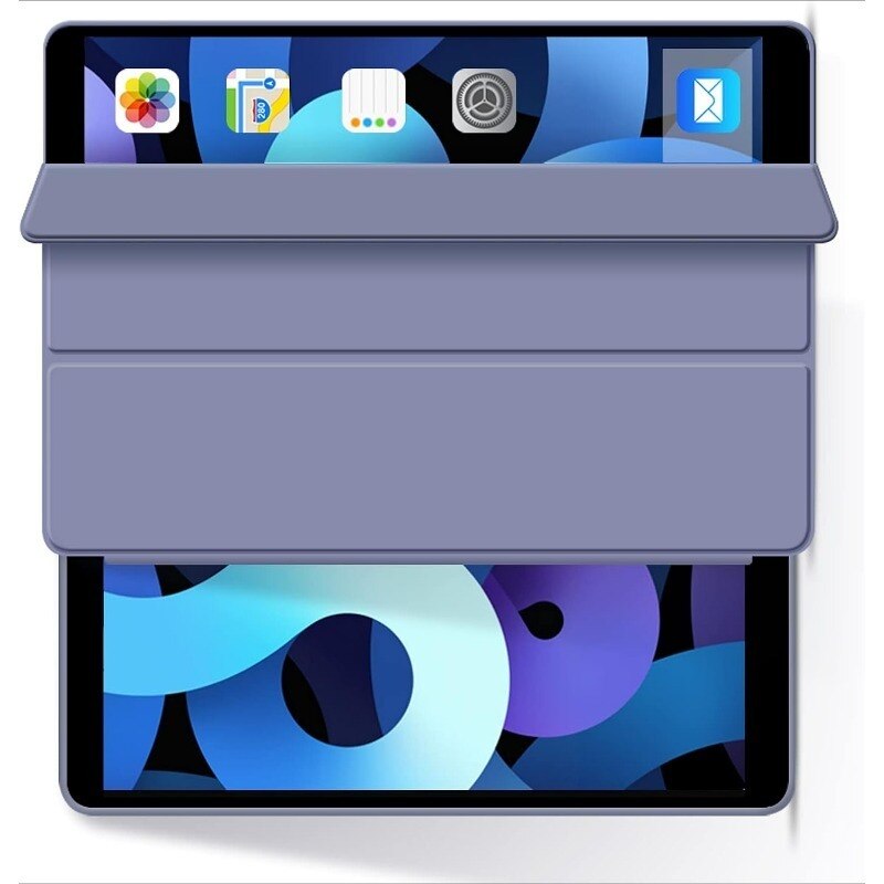 Husa tableta din silicon, Tip Carte pentru Apple iPad 10 10.9'', Protectie Completa, Close To Sleep, Top Quality, Soft Touch, All inclusive anti cadere, functie de suport, disipare a caldurii fagure de miere, incizie precisa, gri lavanda
