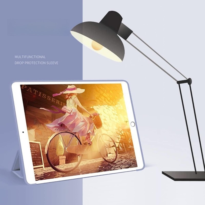 Husa tableta din silicon, Tip Carte pentru Apple iPad 10 10.9'', Protectie Completa, Close To Sleep, Top Quality, Soft Touch, All inclusive anti cadere, functie de suport, disipare a caldurii fagure de miere, incizie precisa, gri lavanda