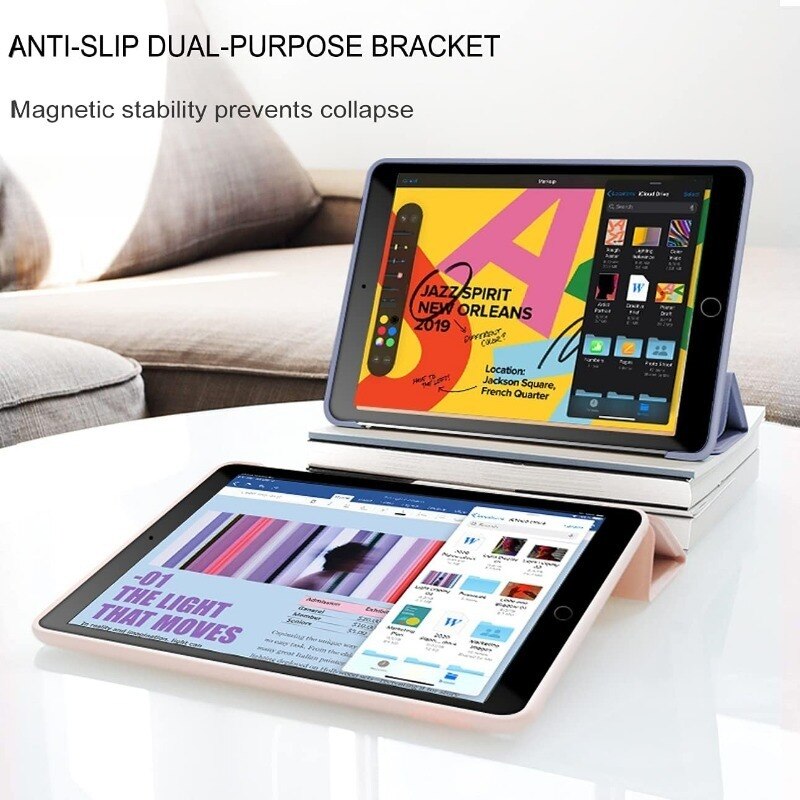 Husa tableta din silicon, Tip Carte pentru Apple iPad 10 10.9'', Protectie Completa, Close To Sleep, Top Quality, Soft Touch, All inclusive anti cadere, functie de suport, disipare a caldurii fagure de miere, incizie precisa, gri lavanda