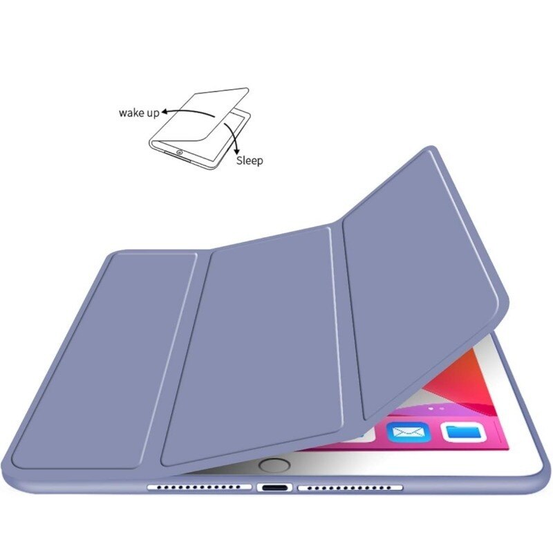 Husa tableta din silicon, Tip Carte pentru Apple iPad 10 10.9'', Protectie Completa, Close To Sleep, Top Quality, Soft Touch, All inclusive anti cadere, functie de suport, disipare a caldurii fagure de miere, incizie precisa, gri lavanda