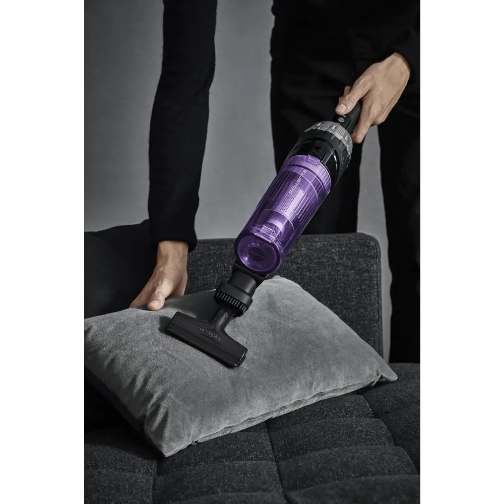 Aspirator vertical Rowenta X-Nano RH1129WO, 100 W, 0.4l, 4200 rpm, autonomie 40 min, 14.8V, tehnologie ciclonica, perie pentru tapiterie, negru & mov