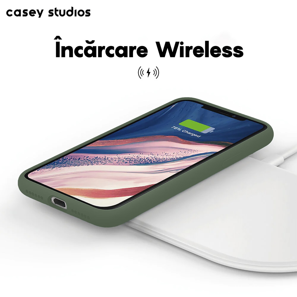 Husa CASEY STUDIOS™ pentru Apple iPhone 11 Pro, Soft Silicone Premium, Microfibra in Interior, Webster Green, de Protectie, Ultra Slim, pentru Incarcare Wireless, Margini Ridicate pentru Protectia Ecranului si a Camerelor
