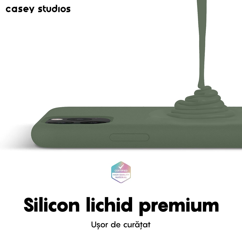 Husa CASEY STUDIOS™ pentru Apple iPhone 11 Pro, Soft Silicone Premium, Microfibra in Interior, Webster Green, de Protectie, Ultra Slim, pentru Incarcare Wireless, Margini Ridicate pentru Protectia Ecranului si a Camerelor