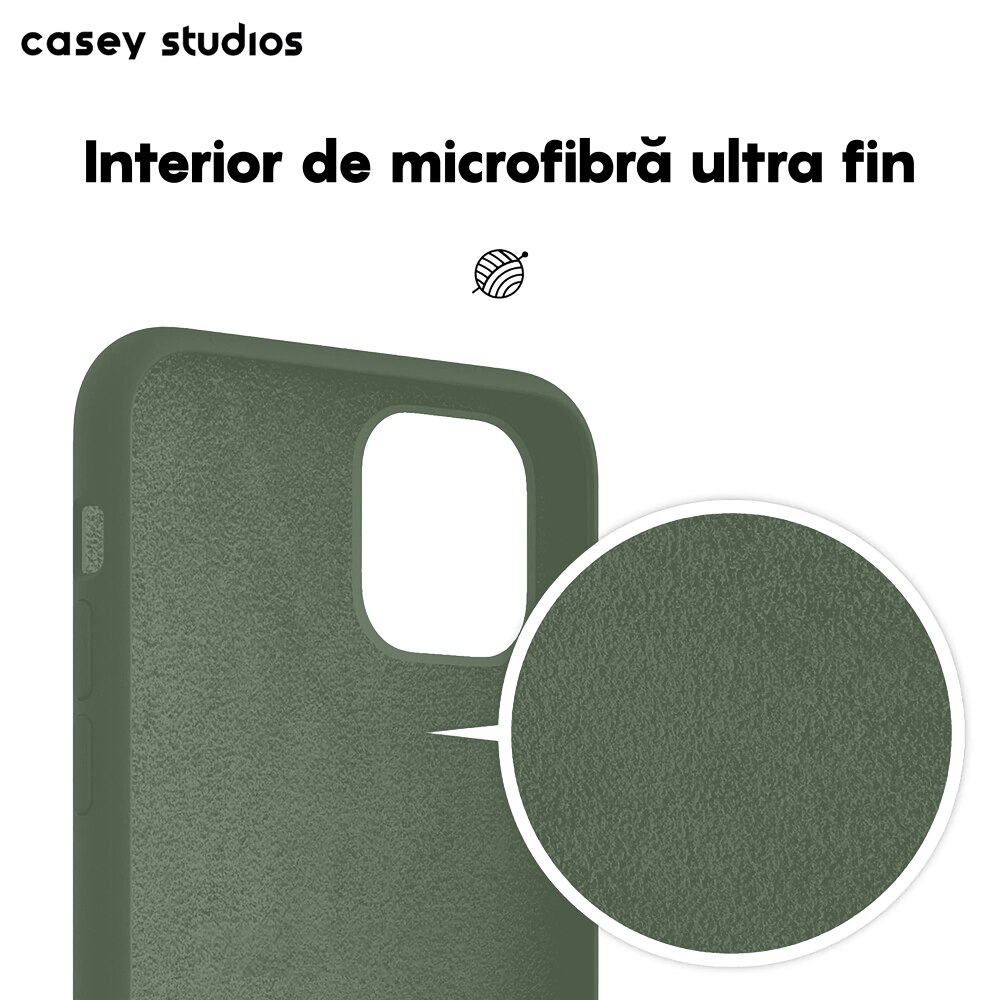 Husa CASEY STUDIOS™ pentru Apple iPhone 11 Pro, Soft Silicone Premium, Microfibra in Interior, Webster Green, de Protectie, Ultra Slim, pentru Incarcare Wireless, Margini Ridicate pentru Protectia Ecranului si a Camerelor