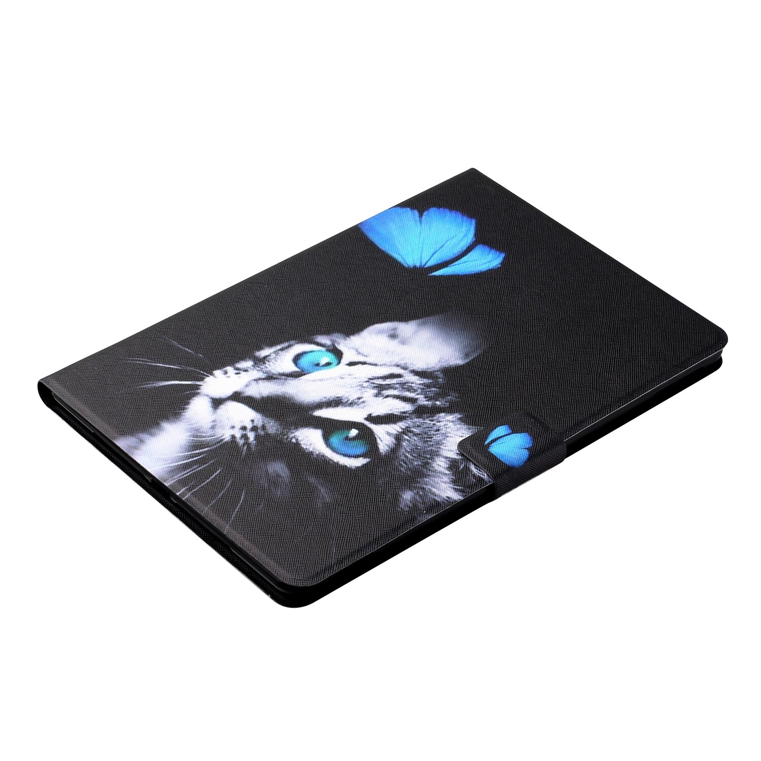 Husa tableta pentru Lenovo Tab M10 HD 2nd Gen TB-X306X, piele PU cu desene colorate, tip carte cu suport si sloturi card, functie sleep / wake-up (Fluture Pisica)