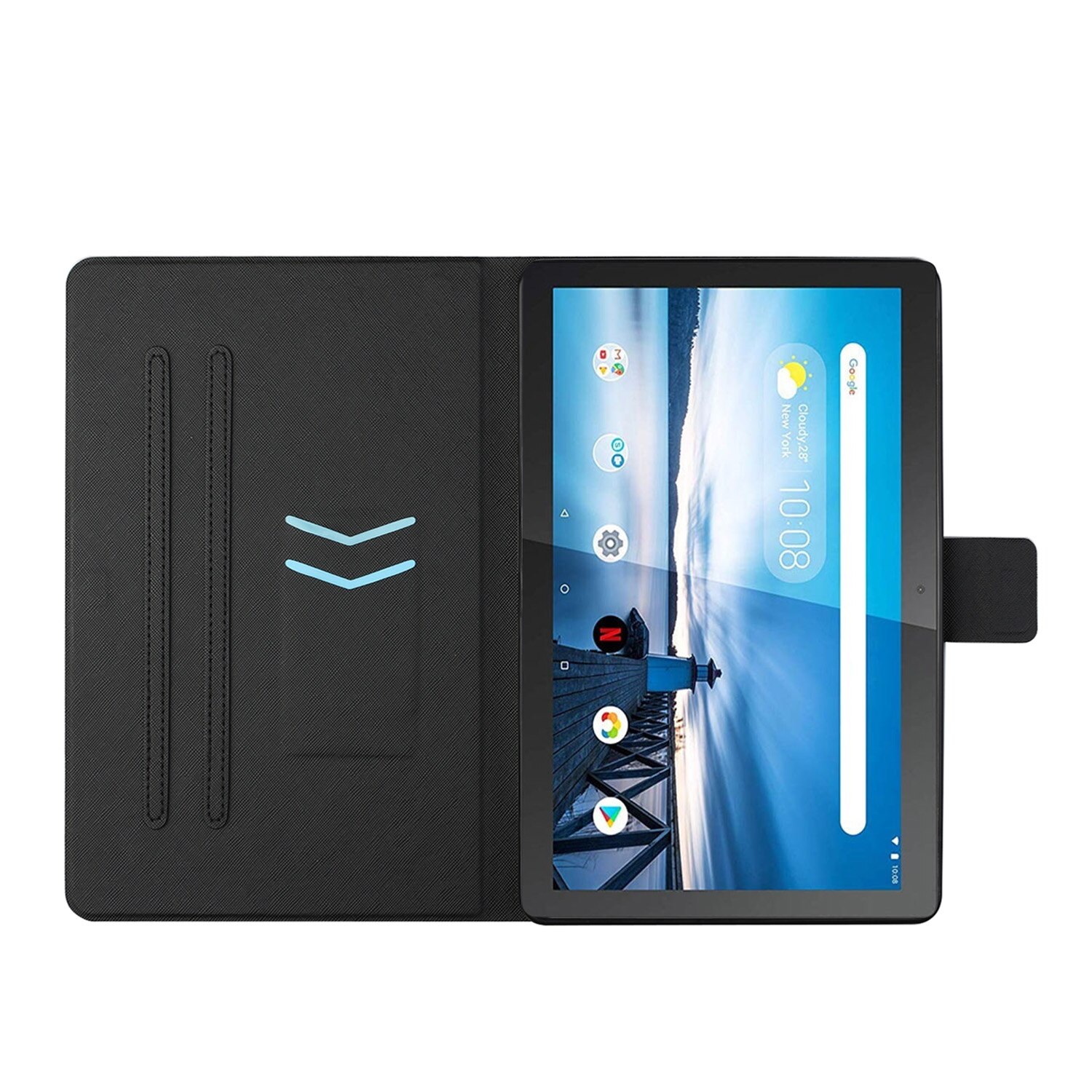 Husa tableta pentru Lenovo Tab M10 HD 2nd Gen TB-X306X, piele PU cu desene colorate, tip carte cu suport si sloturi card, functie sleep / wake-up (Fluture Pisica)