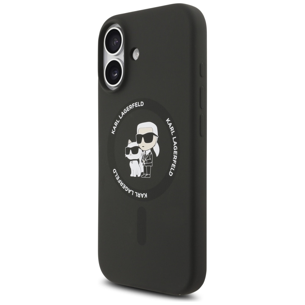 Carcasa Karl Lagerfeld Silicone Karl & Choupette cu MagSafe compatibila cu iPhone 17, Negru