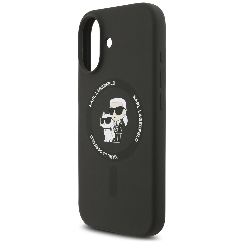 Carcasa Karl Lagerfeld Silicone Karl & Choupette cu MagSafe compatibila cu iPhone 17, Negru