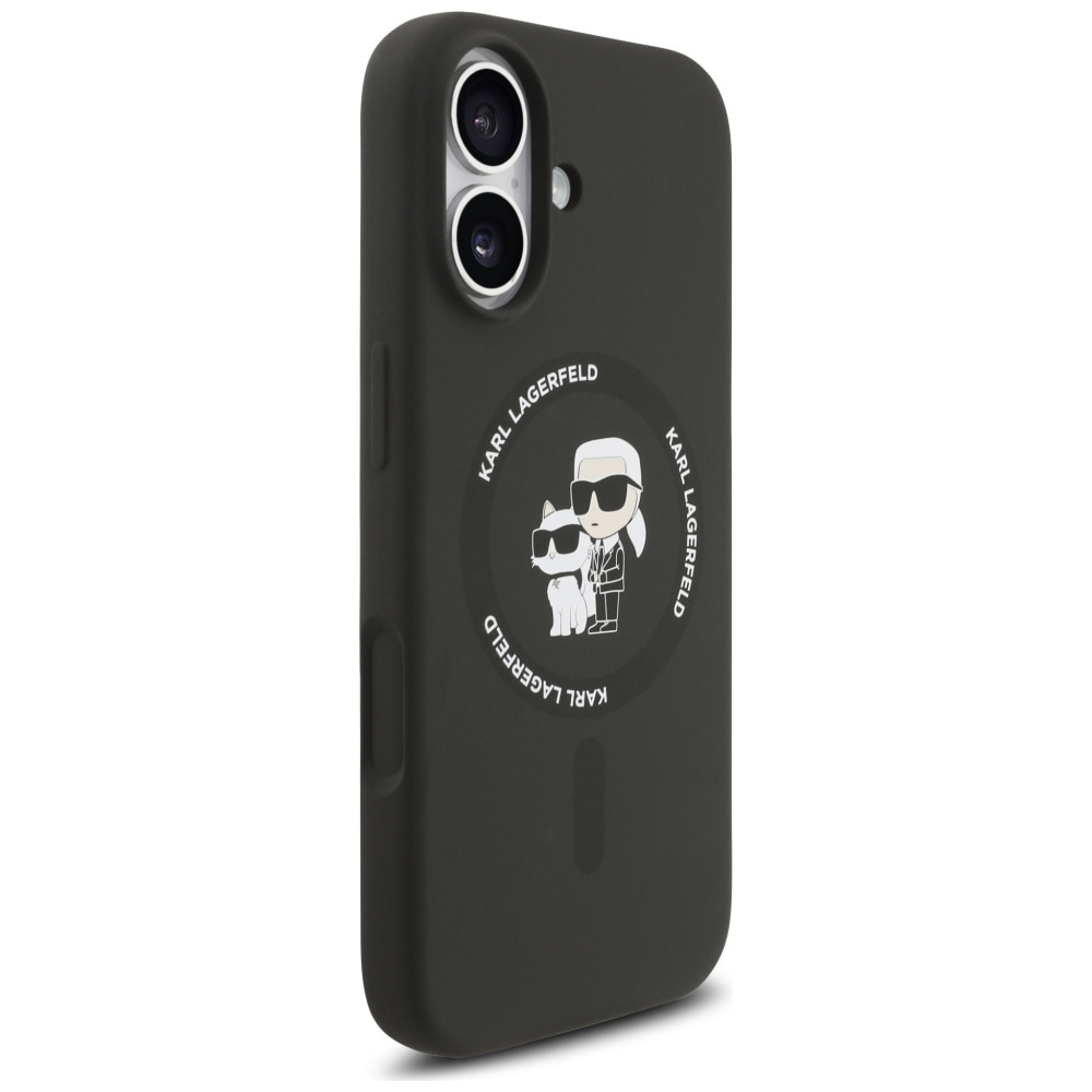 Carcasa Karl Lagerfeld Silicone Karl & Choupette cu MagSafe compatibila cu iPhone 17, Negru