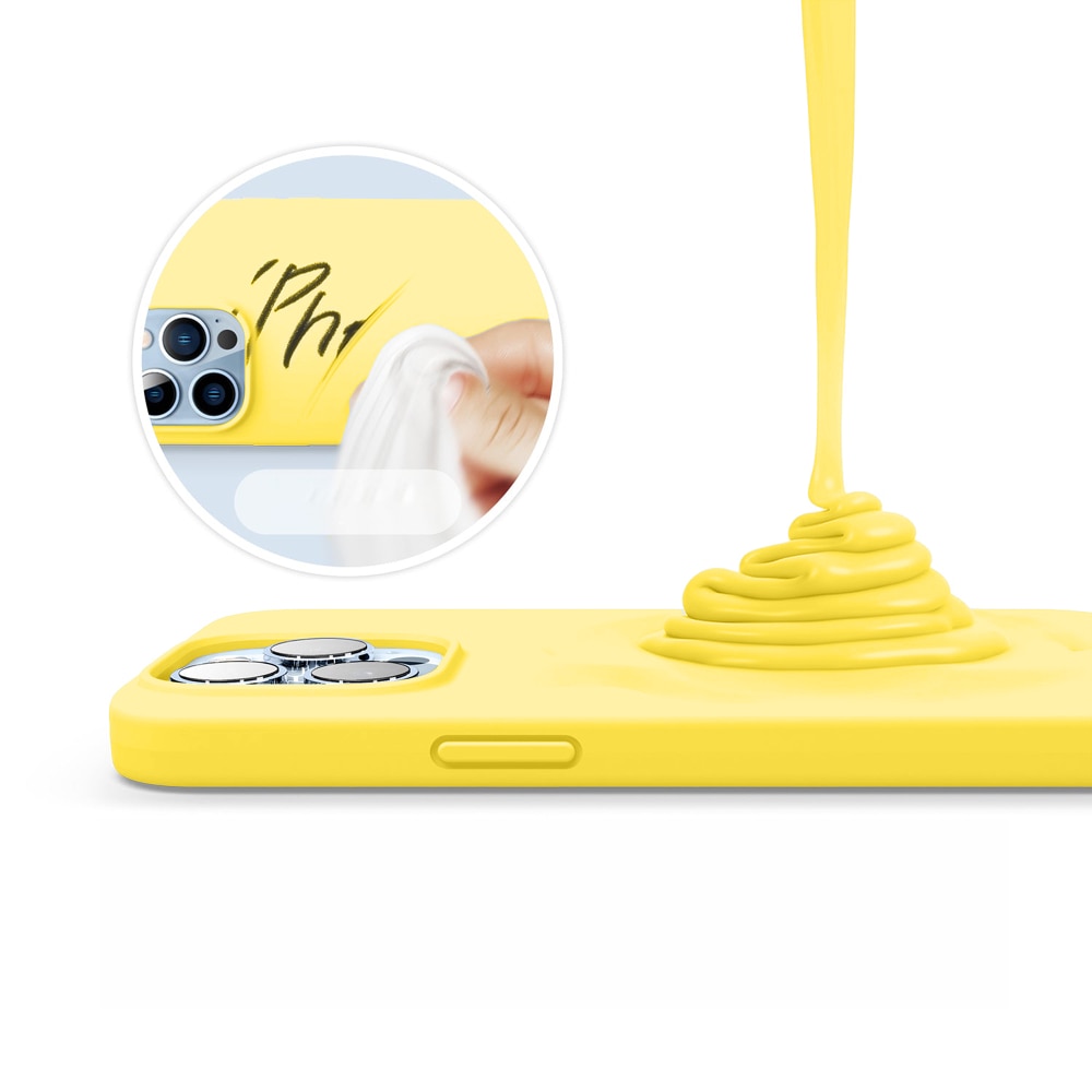 Husa CASEY STUDIOS™ pentru Apple iPhone 13 Pro, Soft Silicone Premium, Microfibra in Interior, Yellow, de Protectie, Ultra Slim, pentru Incarcare Wireless, Margini Ridicate pentru Protectia Ecranului si a Camerelor
