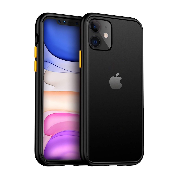 Husa pentru IPhone 12 MINI, MobileSmart, Hybrid ultra slim, carcasa spate Antisoc, hardcase, Negru