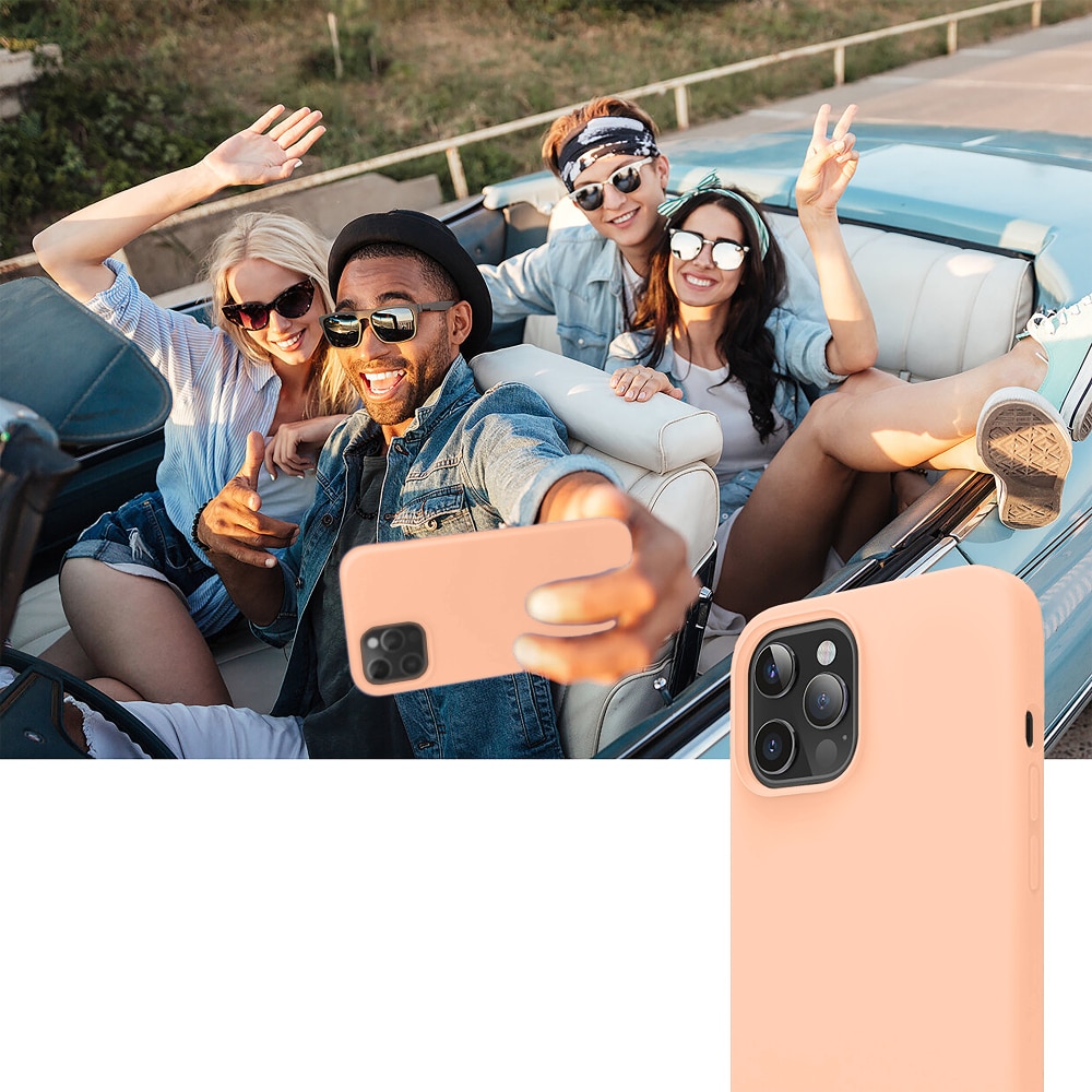 Husa CASEY STUDIOS™ compatibila cu iPhone 12 Pro Max, Soft Silicone Premium, Microfibra in Interior, Pink Sand, de Protectie, Ultra Slim, pentru Incarcare Wireless, Margini Ridicate de Protectia Ecranului si a Camerelor