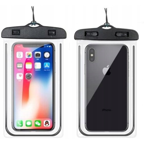 2 huse universale impermeabile pentru telefon PVC/Plastic, negre/transparente, IPX8 FOTOROB