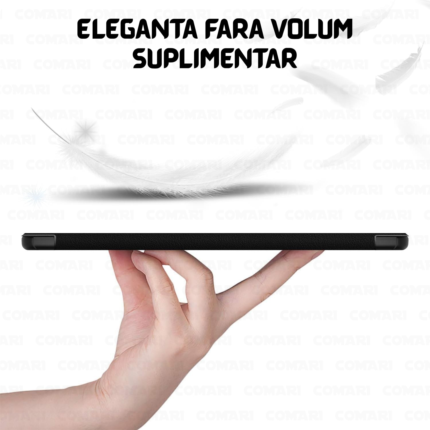 Husa pentru Lenovo Idea Tab Plus 12.1 Comari® EliteCover, protectie completa, functie stand multipla, design elegant tip carte, Negru