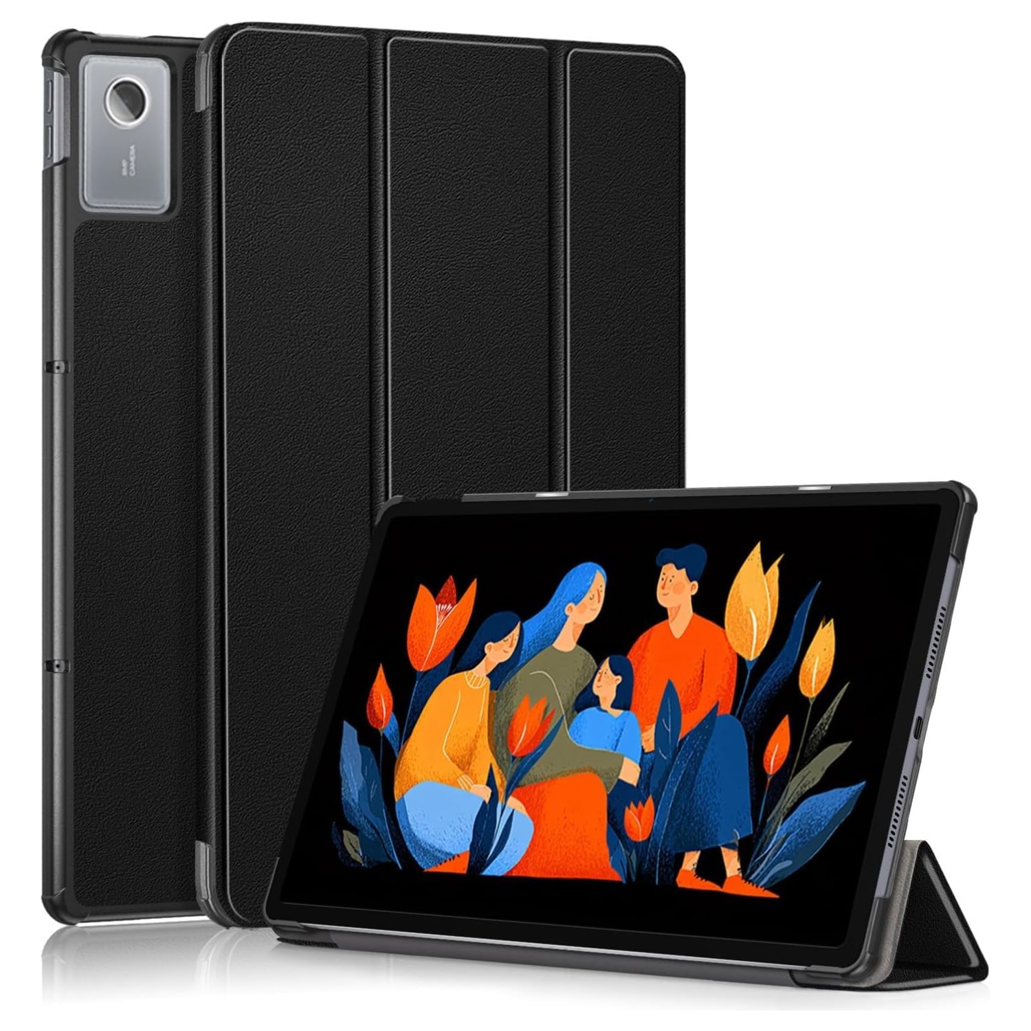 Husa pentru Lenovo Idea Tab Plus 12.1 Comari® EliteCover, protectie completa, functie stand multipla, design elegant tip carte, Negru