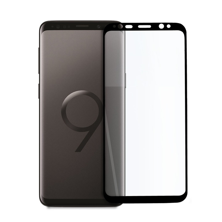 Folie de protectie Tech Armor, Compatibil Samsung S9, Full screen, Sticla securizata, Negru