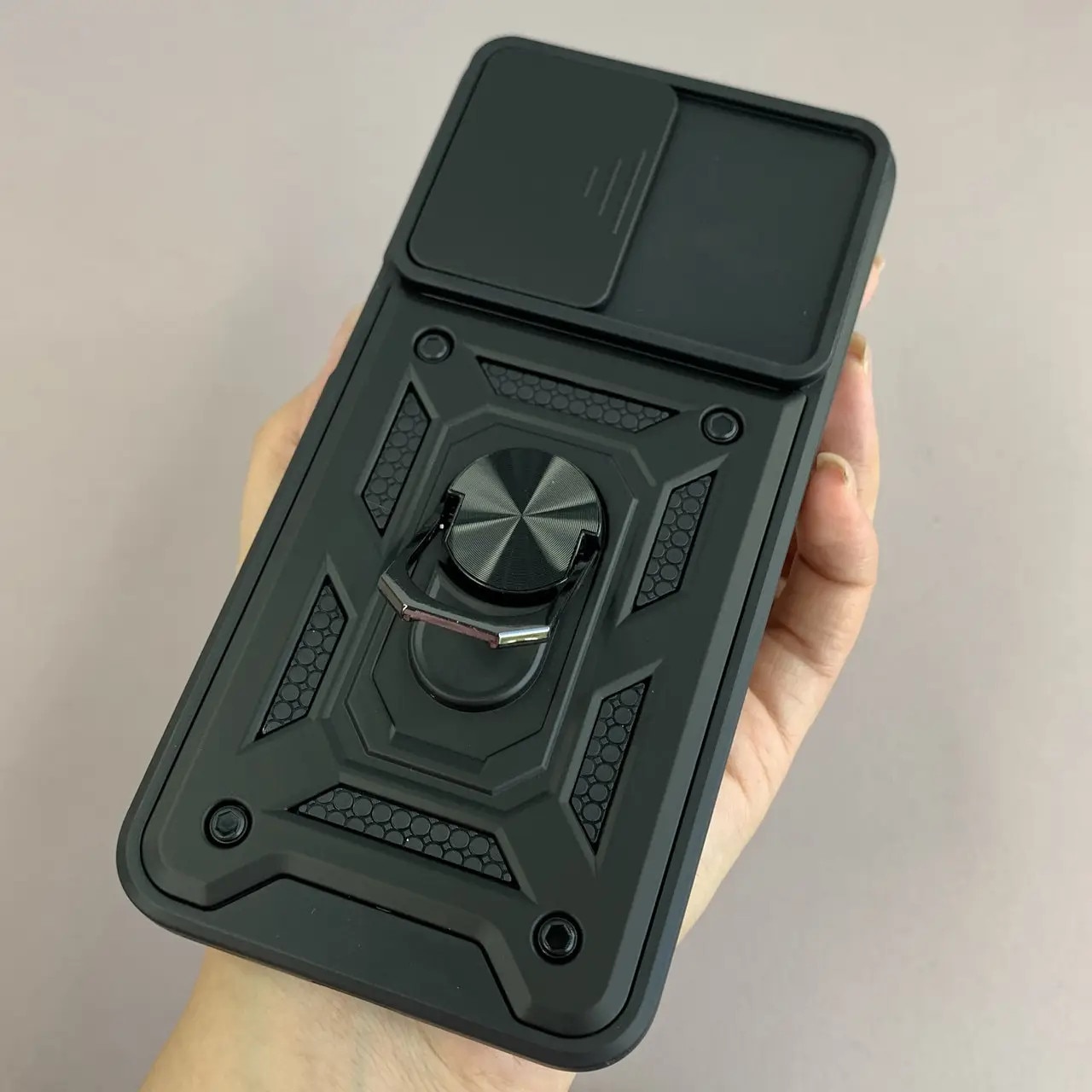 Husa telefon Mat-Tech compatibila cu Samsung Galaxy A17, Protectie Camera, Inel, Magnet, Anti-Shock, Rugged Protection, Negru